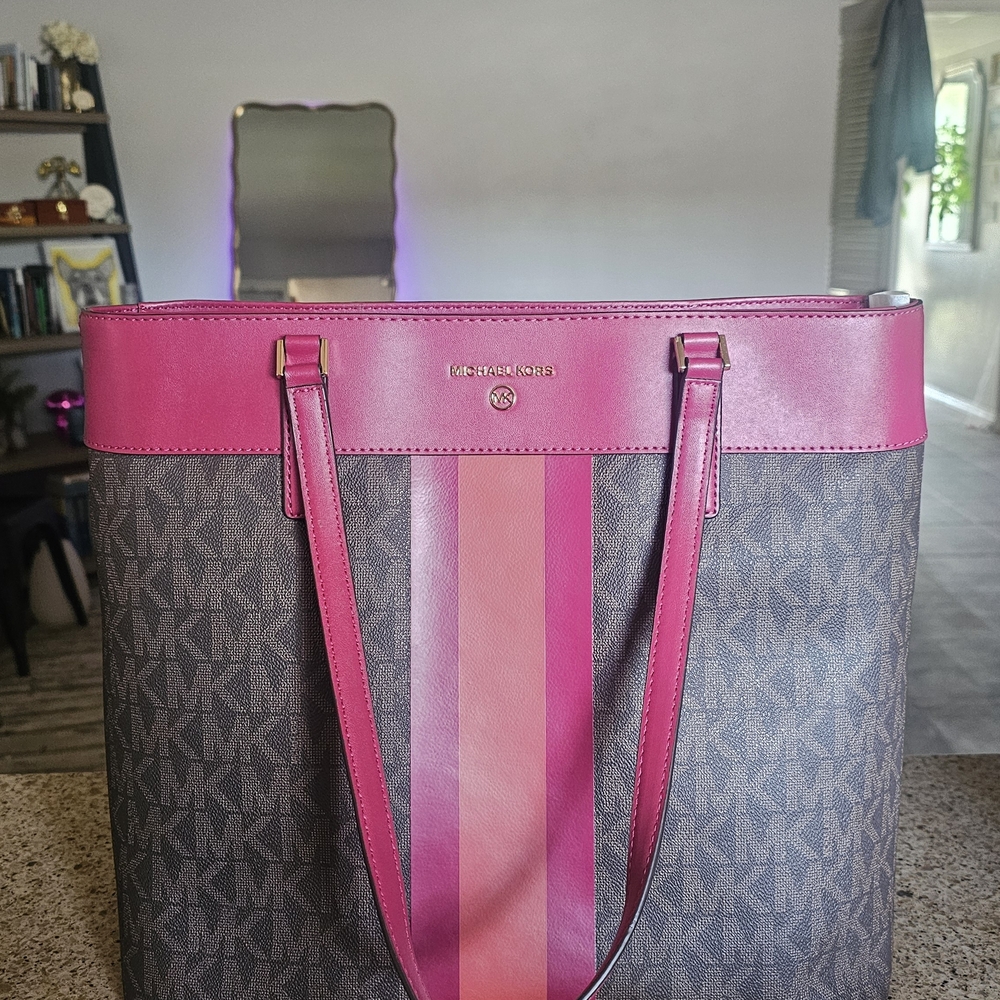 Michael Kors Pink and Gray Tote Bag